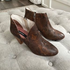 Matt Bernson Brown Faux Snakeskin Ankle Booties